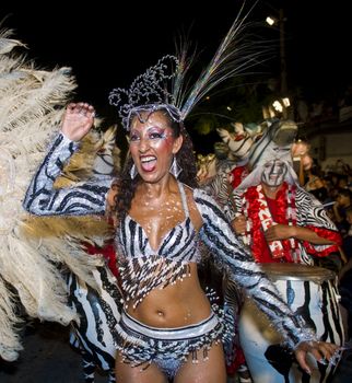 MONTEVIDEO, URUGUAY - FEB 05 2011 :  dancer participant in the annual national festival of Uruguay ,held in Montevideo Uruguay on February 05 2011