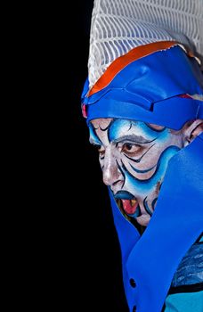 MONTEVIDEO, URUGUAY - JANUARY 27 2011 : A costumed carnaval participant in the annual national festival of Uruguay ,held in Montevideo Uruguay on January 27 2011 