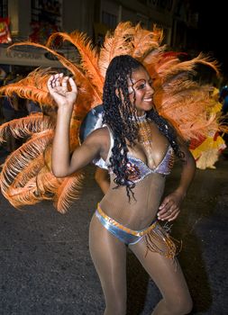 MONTEVIDEO, URUGUAY - FEB 04 2011 :  dancer participant in the annual national festival of Uruguay ,held in Montevideo Uruguay on February 04 2011