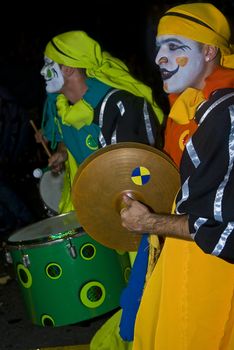 MONTEVIDEO, URUGUAY - JANUARY 27 2011 : A costumed carnaval participants in the annual national festival of Uruguay ,held in Montevideo Uruguay on January 27 2011 