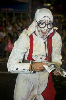 MONTEVIDEO, URUGUAY - JANUARY 27 2011 : A costumed carnaval participant in the annual national festival of Uruguay ,held in Montevideo Uruguay on January 27 2011 