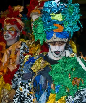 MONTEVIDEO, URUGUAY - JANUARY 27 2011 : A costumed carnaval participants in the annual national festival of Uruguay ,held in Montevideo Uruguay on January 27 2011 