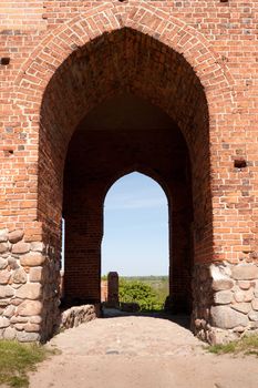 entrance gate to the medieval castle - Czersk, Poland
