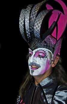 MONTEVIDEO, URUGUAY - JANUARY 27 2011 : A costumed carnaval participant in the annual national festival of Uruguay ,held in Montevideo Uruguay on January 27 2011 