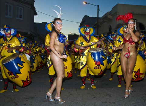 MONTEVIDEO, URUGUAY - FEB 04 2011 :  dancers participant in the annual national festival of Uruguay ,held in Montevideo Uruguay on February 04 2011