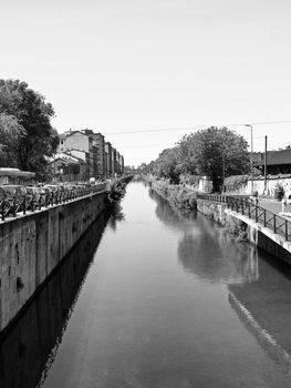 Naviglio Grande, canal waterway in Milan, Italy