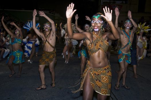 MONTEVIDEO, URUGUAY - FEB 04 2011 :  dancers participant in the annual national festival of Uruguay ,held in Montevideo Uruguay on February 04 2011