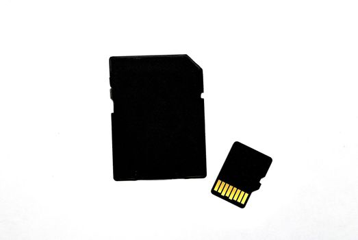 Memory card and adapter isolated on a white background