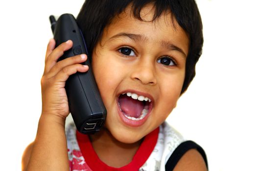 A handsome young boy taking passionately on phone