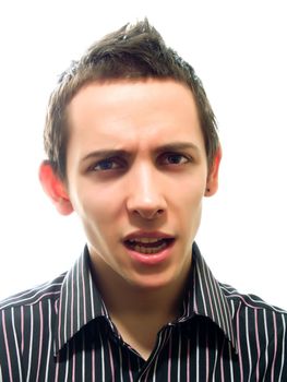 Portrait of a young man shouting