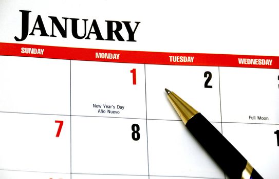 Calendar and pen concept of new year