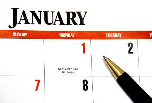 Calendar and pen concept of new year