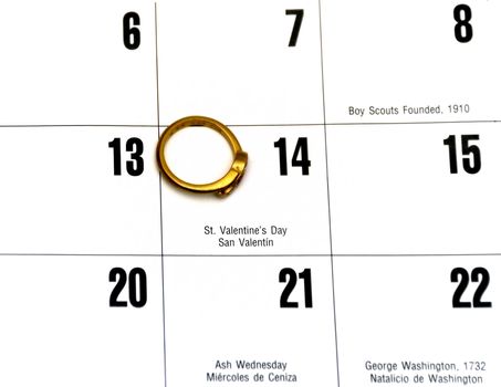 Calendar and ring concept of valentine day
