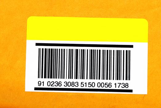 A barcode isolated on an envelope ready to put your text