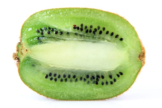 half kiwi fruit cuted horizontal isolated on white background healthy eating and agriculture concepts