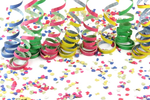 streamers and comfetti texture isolated on white background celebration and holiday concepts
