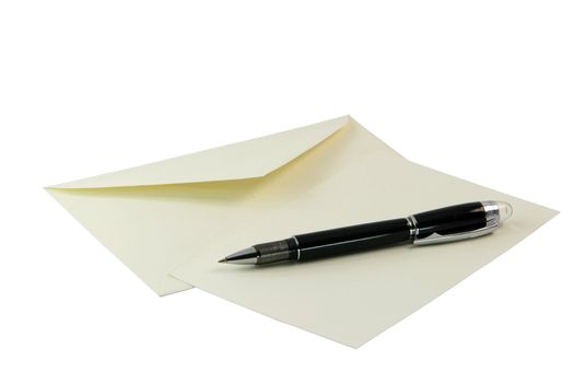 wishing card and black pen isolated on white backround with clipping path