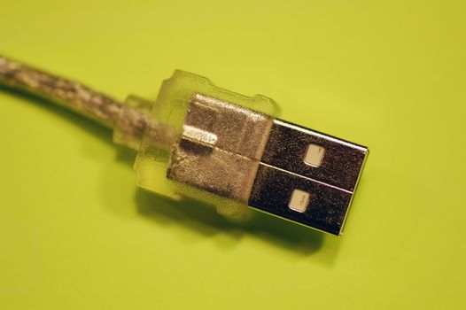 Transparent USB connector on colored background