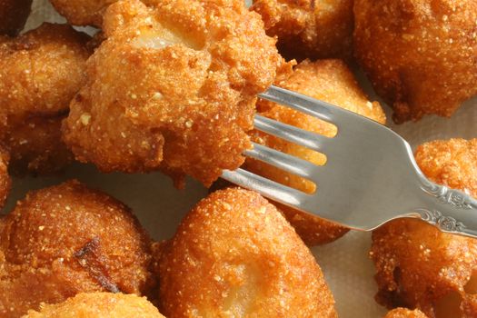 Hush Puppies with fork.