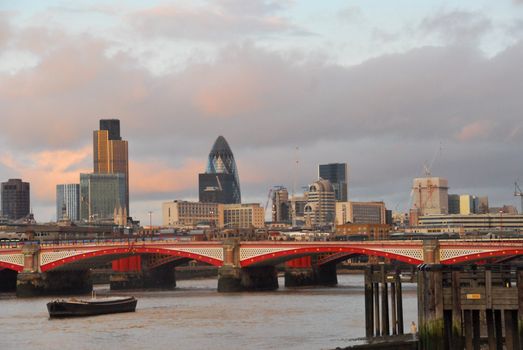 London City - great business center - view from the River Thames.