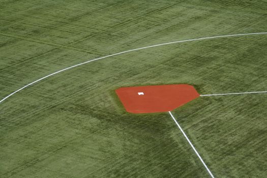 Second base on a baseball field.
