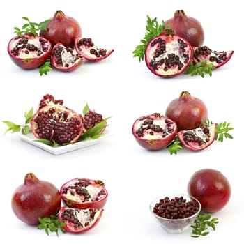 collection of fresh pomegranate fruits
