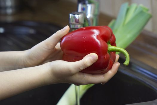 washing vegetables