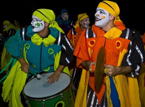 MONTEVIDEO, URUGUAY - JANUARY 27 2011 : A costumed carnaval participants in the annual national festival of Uruguay ,held in Montevideo Uruguay on January 27 2011 