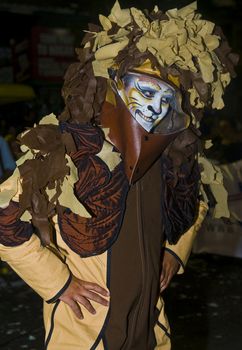 MONTEVIDEO, URUGUAY - JANUARY 27 2011 : A costumed carnaval participant in the annual national festival of Uruguay ,held in Montevideo Uruguay on January 27 2011 