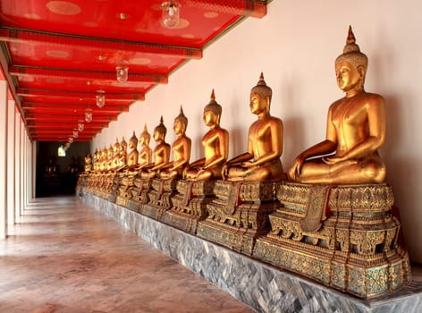 Buddha statues in Wat Pho in Bangkok, Thailand