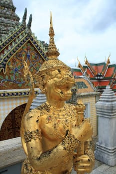 Golden Statue in Wat Phra Kaew in Bangkok, Thailand