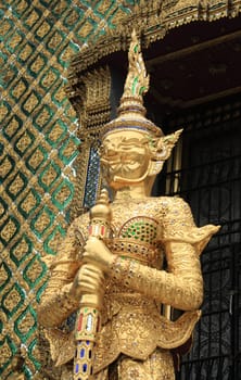 Golden Giant in Wat Phra Kaew in Bangkok, Thailand