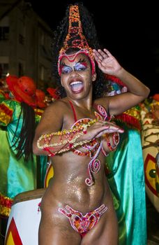 MONTEVIDEO, URUGUAY - FEB 05 2011 :  dancer participant in the annual national festival of Uruguay ,held in Montevideo Uruguay on February 05 2011