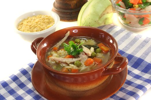 Chicken soup with chicken and fresh vegetable soup