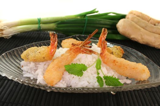Thai prawns specialties wrapped in filo pastry with surimi, shrimp and vegetables