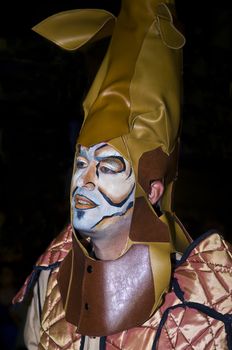 MONTEVIDEO, URUGUAY - JANUARY 27 2011 : A costumed carnaval participant in the annual national festival of Uruguay ,held in Montevideo Uruguay on January 27 2011 