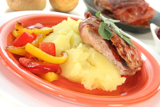 Saltimbocca of veal with bacon, sage and dried tomatoes