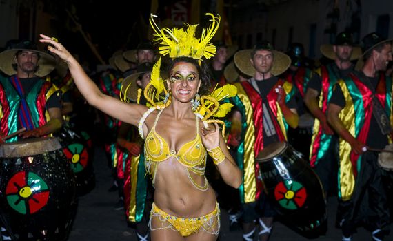 MONTEVIDEO, URUGUAY - FEB 04 2011 :  dancer participant in the annual national festival of Uruguay ,held in Montevideo Uruguay on February 04 2011