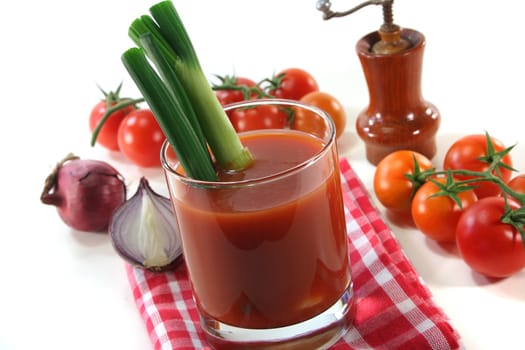 fresh tomato juice with green onions, tomatoes and salt and pepper