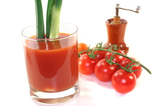 fresh tomato juice with green onions, tomatoes and salt and pepper