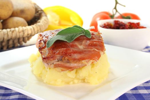 Saltimbocca of veal with bacon, sage and dried tomatoes