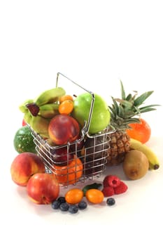 Mix of native and exotic fruits in a Shopping basket