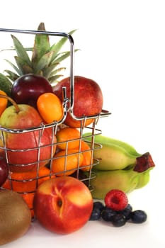 Mix of native and exotic fruits in a Shopping basket