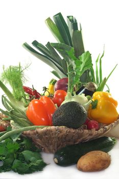 a basket filled with various vegetables