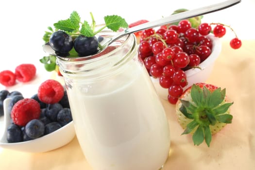 Fruit yoghurt with different varieties of berries