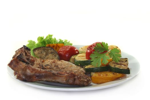 Grilled pork chop with grilled Mediterranean vegetables