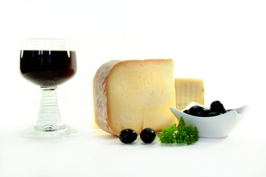 cheeses with olives and parsley