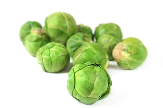 Brussels sprouts on white background