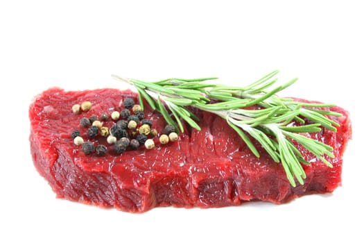 Steak with rosemary and peppercorns