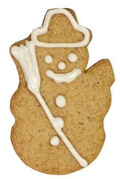 Gingerbread snowman decorated with white icing